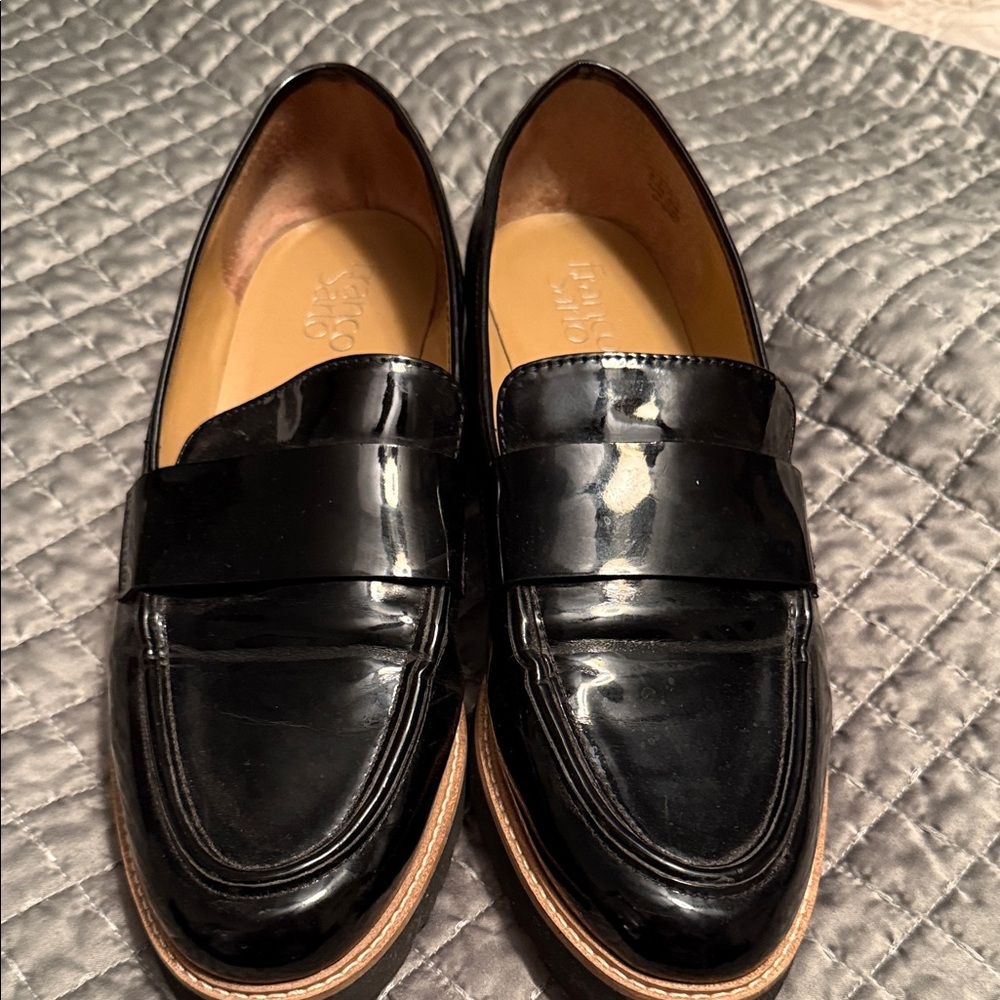 Franco Sarto Glossy Black Loafers